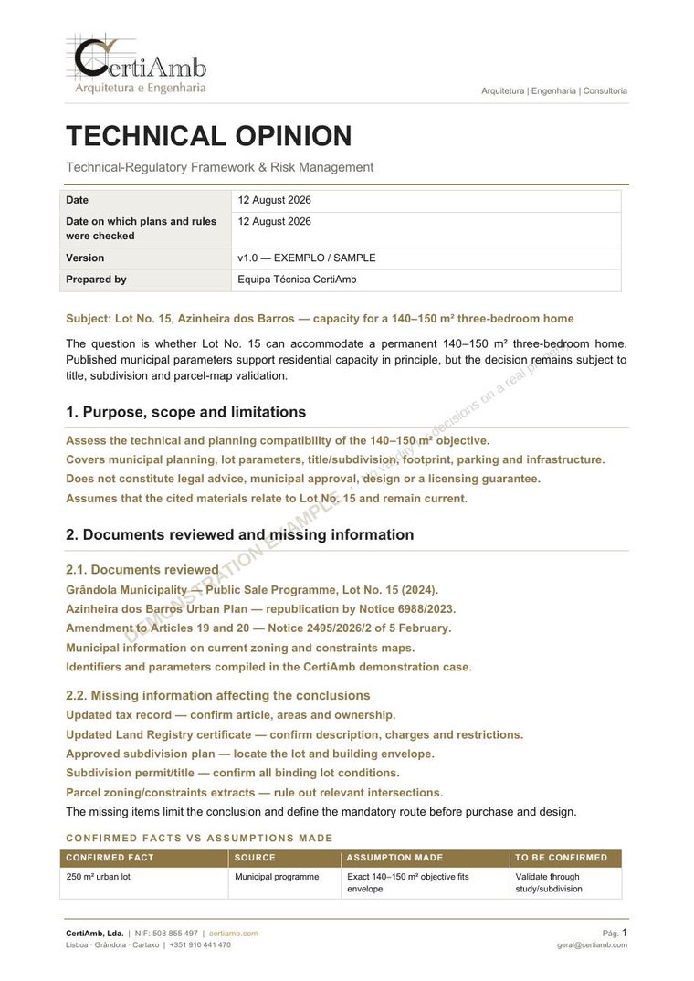 Technical and Planning Opinion