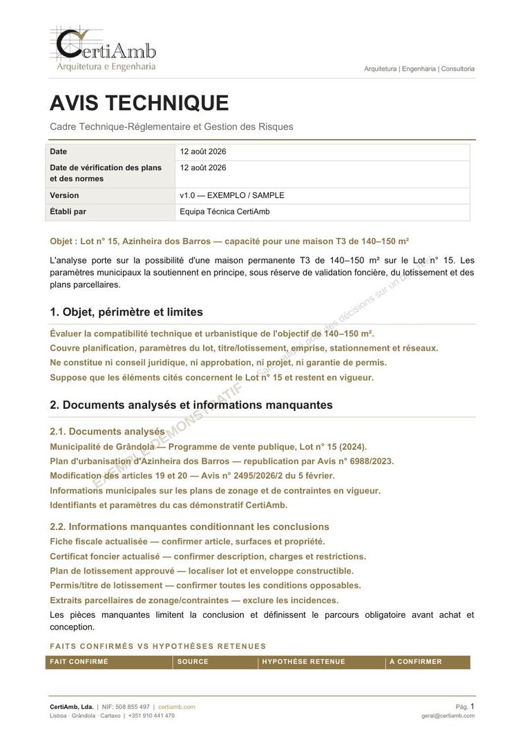 Avis technique et urbanistique