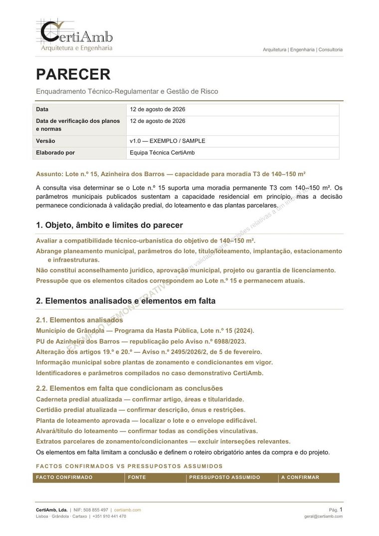 Parecer Técnico e Urbanístico